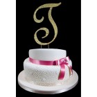 Gold Letter T Rhinestone Cake Topper Decoration